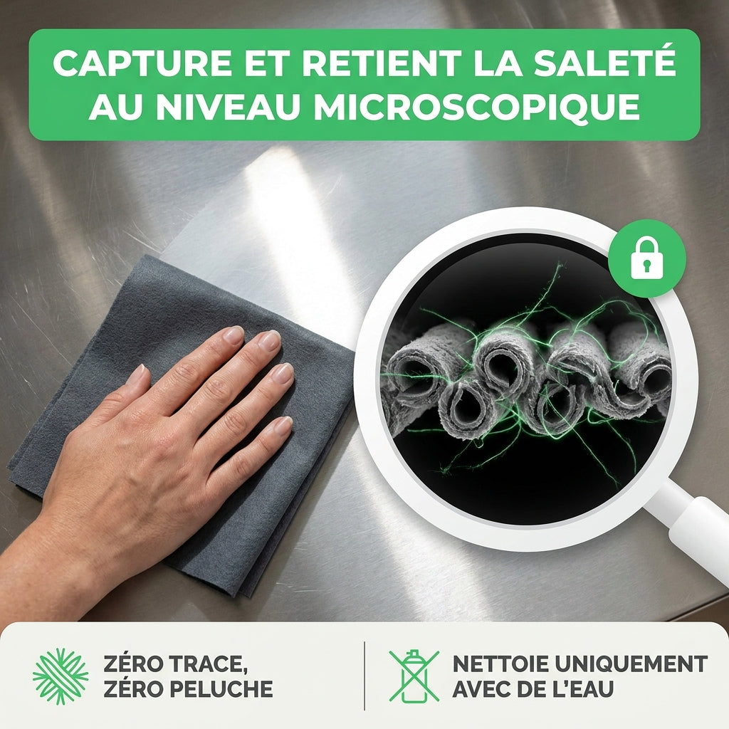 MagicClean | Chiffon microfibre ultra-absorbant | Anti-traces et anti-calcaire