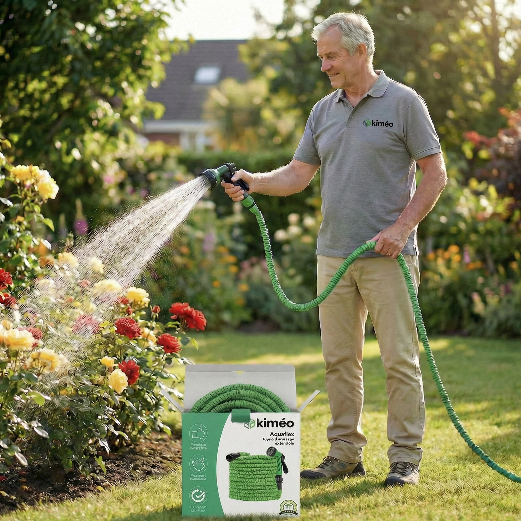 Aquaflex｜Tuyau d’arrosage extensible｜8 modes de jets haute pression
