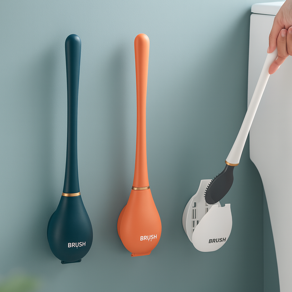 FlexiClean – Brosse WC murale en silicone avec distributeur intégré