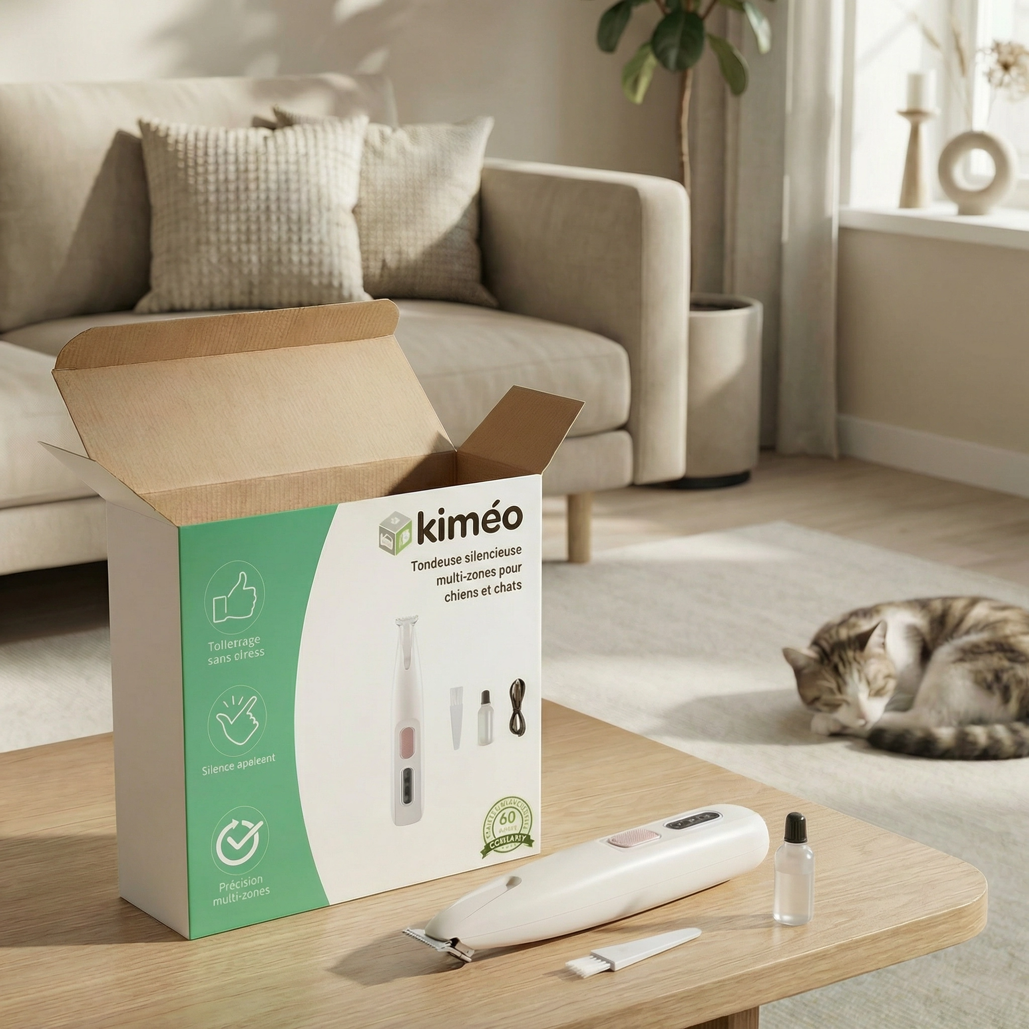 Tondeuse électrique silencieuse pour chiens et chats – Toilettage multi-zones sans stress
