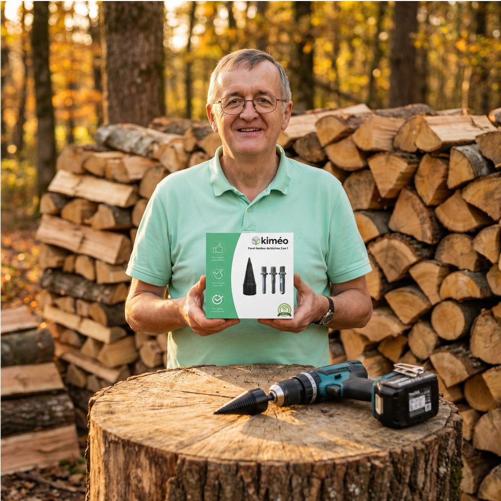 Foret fendeur de bois et de bûches pour visseuse perceuse | Cône fendeur en titane