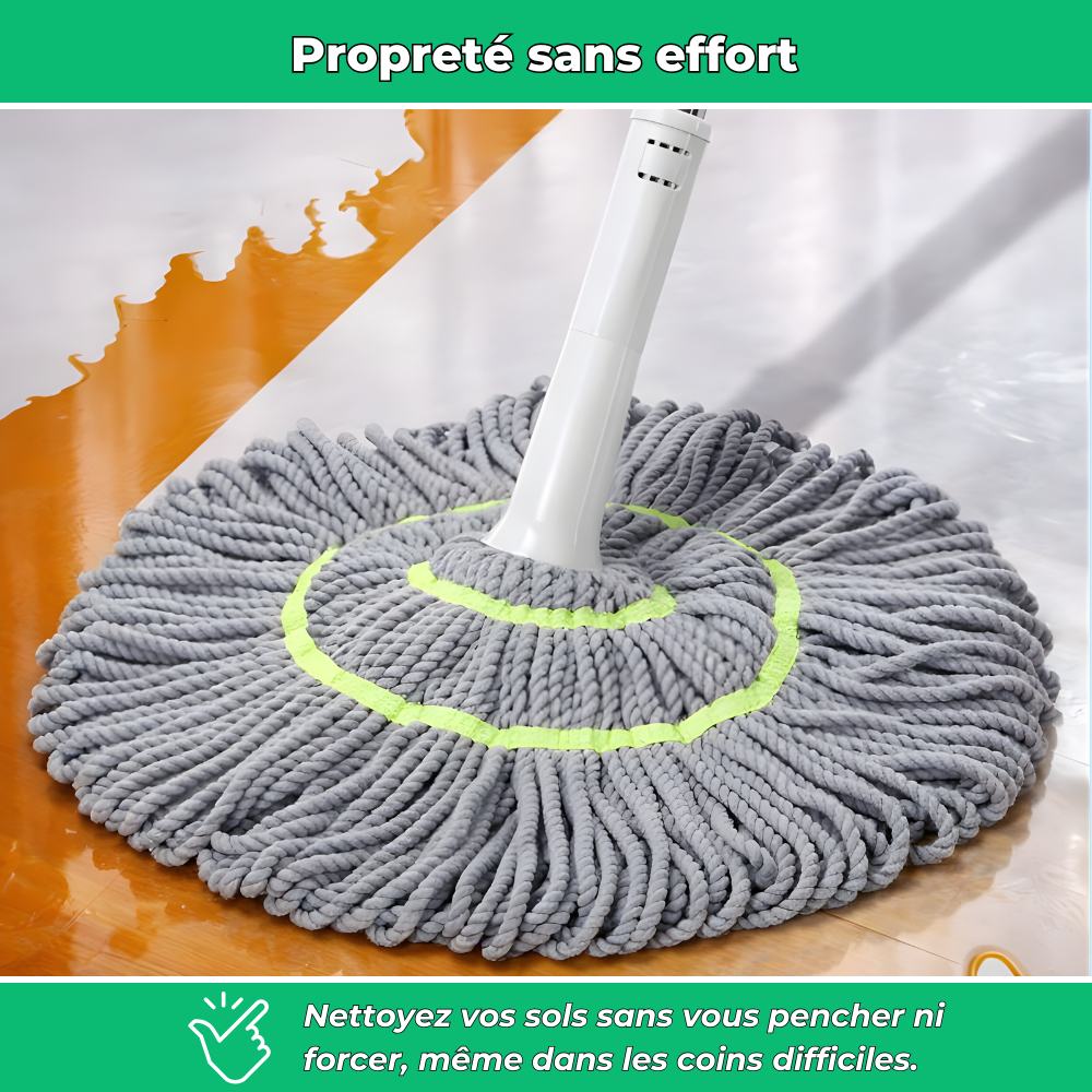 Turbo'Clean | Serpillière rotative auto-essorante | Essorage facile intégré