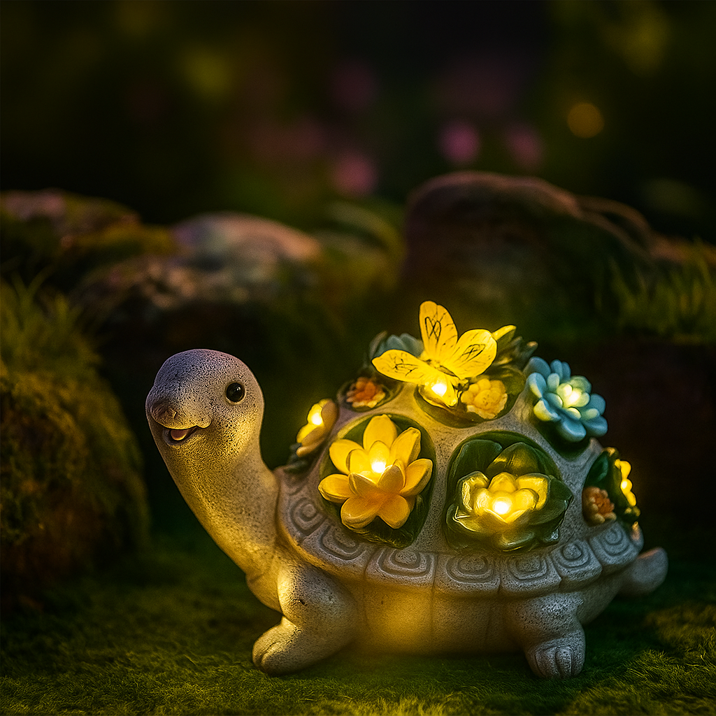 Tortue solaire LED colorée pour jardin